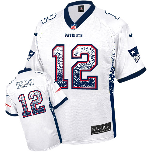 Nike Patriots #12 Tom Brady White Men's Stitched NFL Elite Drift Fashion Jersey - Click Image to Close